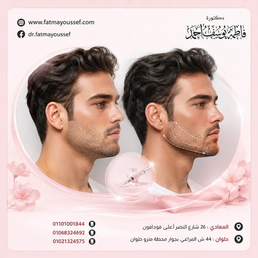 تحديد الفك بالفيلر قبل وبعد للرجال