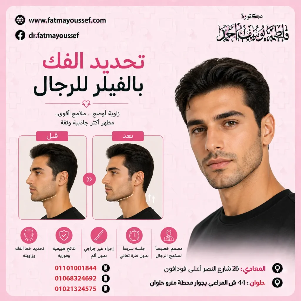 تحديد الفك بالفيلر قبل وبعد للرجال