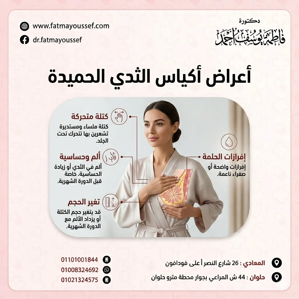 أعراض أكياس الثدي الحميدة