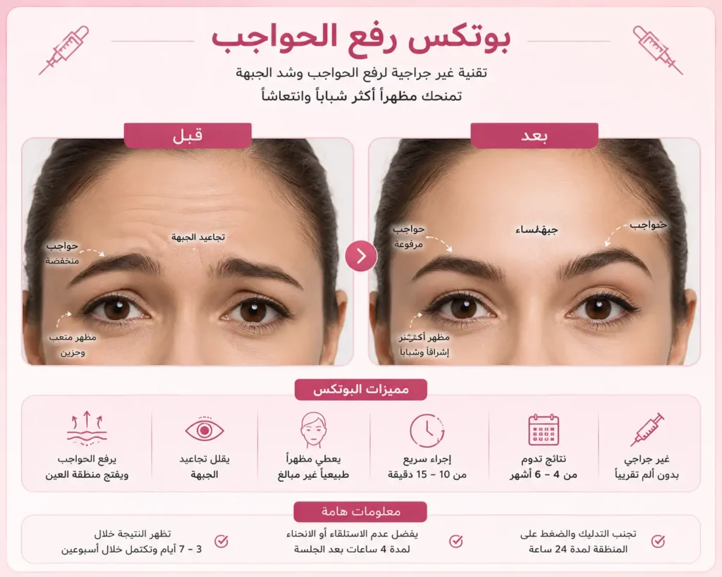 بوتكس رفع الحواجب قبل وبعد