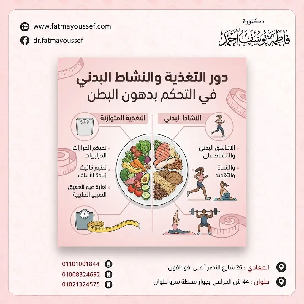 التغذية والنشاط البدني للحفاظ على نسبة الدهون الحشوية الطبيعية للنساء