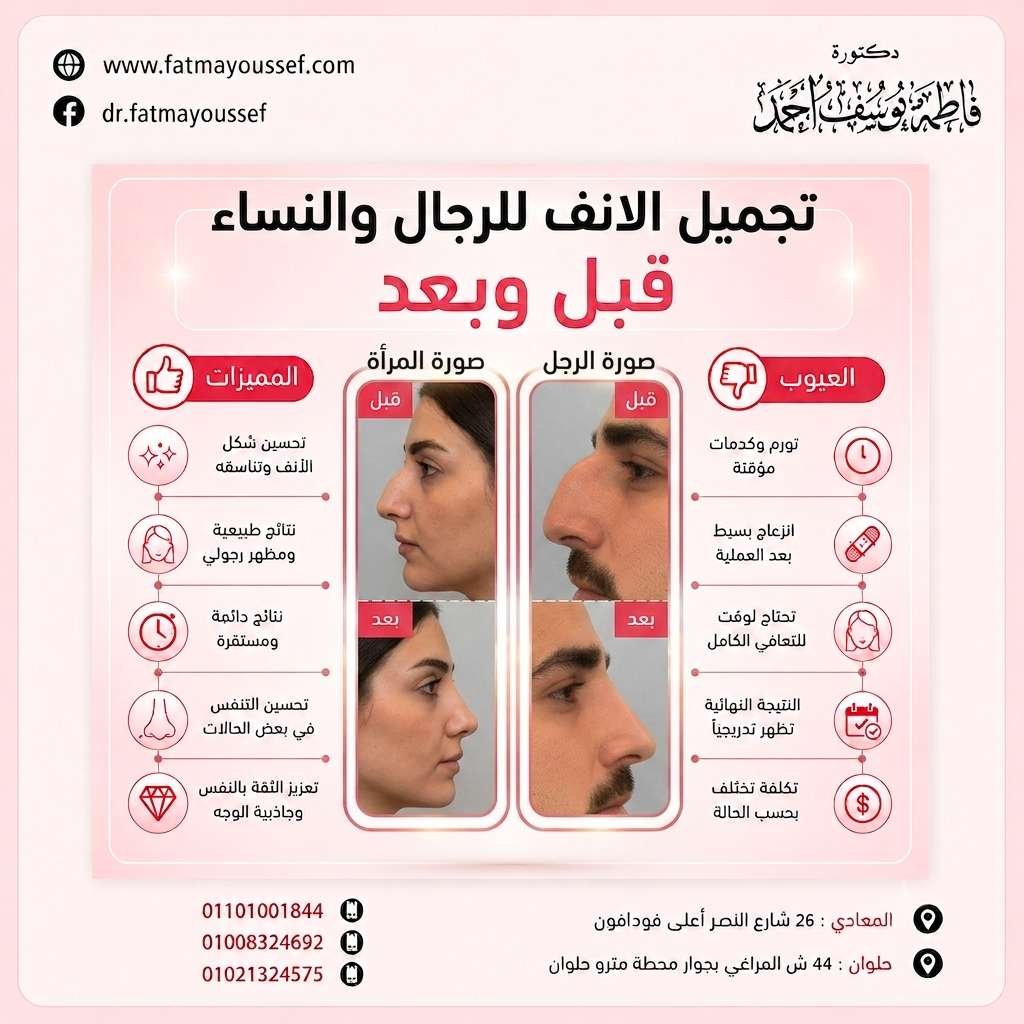تجميل الانف للرجال قبل وبعد