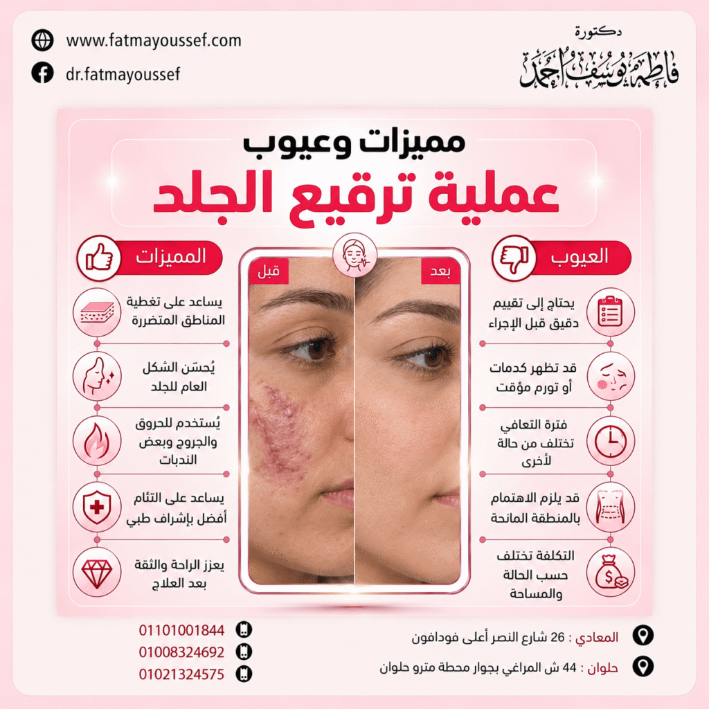 عملية ترقيع الجلد لعلاج المناطق المتضررة وتعويض الجلد المفقود